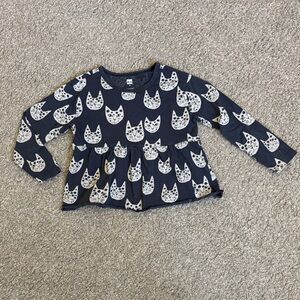 Navy Cat Print Kids Shirt- Tea collection size 4